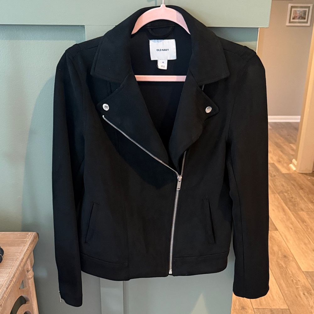 Old Navy Women's Black suede Leather Jacket